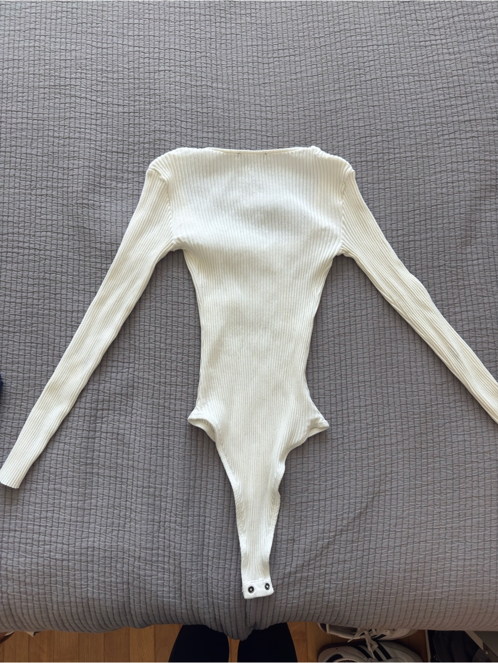 Zara Cream Ribbed Long Sleeve Bodysuit - Picture 3 of 3